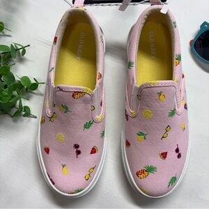 Old Navy Canvas Slip-On Sneakers for Girls, Citrus, Any Way You Slice It, NWT